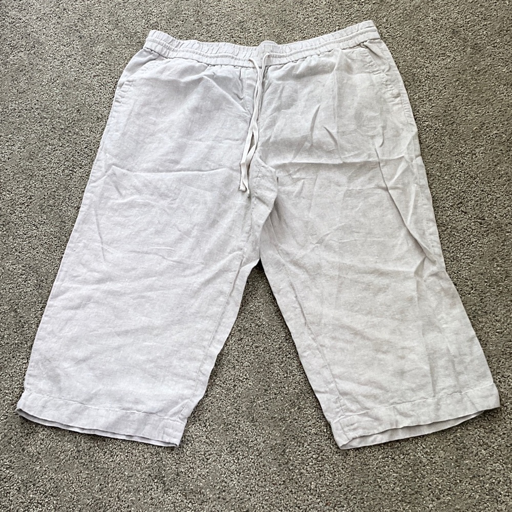 Talbots Light Beige Linen Drawstring Capris. Sz: 2XL